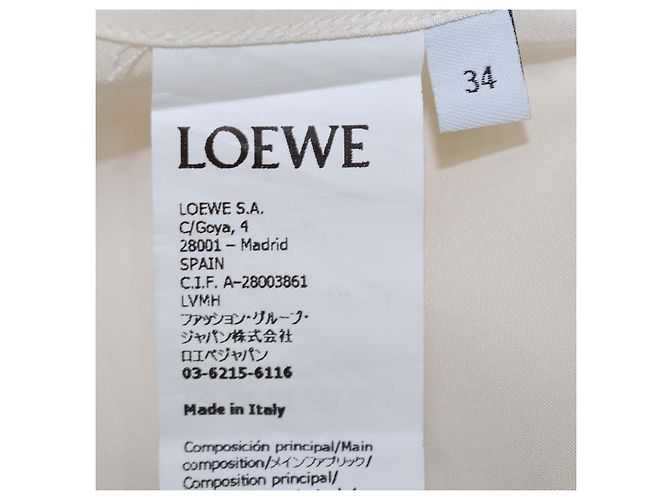 Blusa oversized de manga comprida em seda creme com bolso Anagram Loewe Cru - vista 6