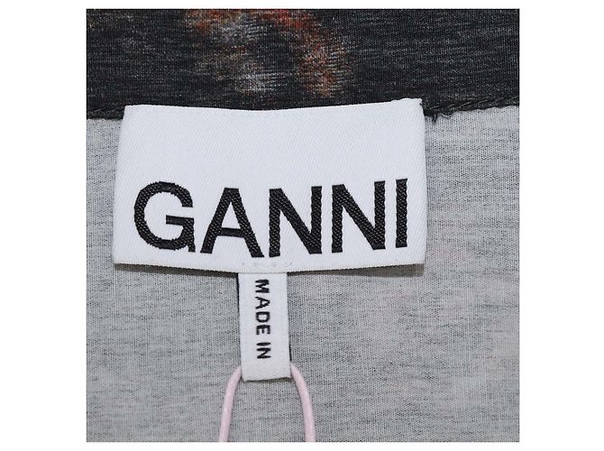 Abito camicia Phantom Ganni in cotone nero floreale - vista 5