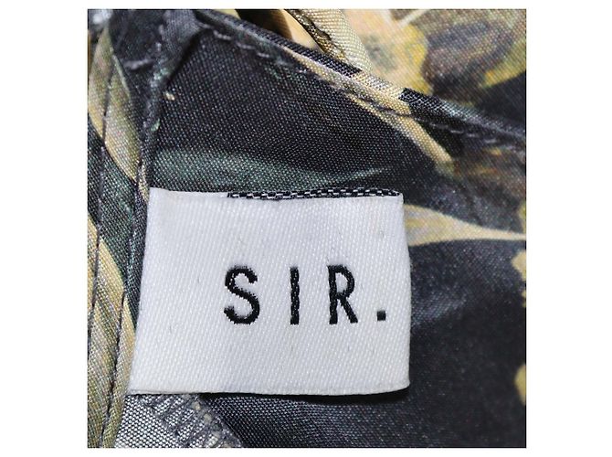 Autre Marque SIR. Vestido midi Carmen estampado en seda Grey/Yellow Gris Amarillo - vista 5