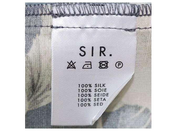Autre Marque SIR. Vestido midi Carmen estampado en seda Grey/Yellow Gris Amarillo - vista 6