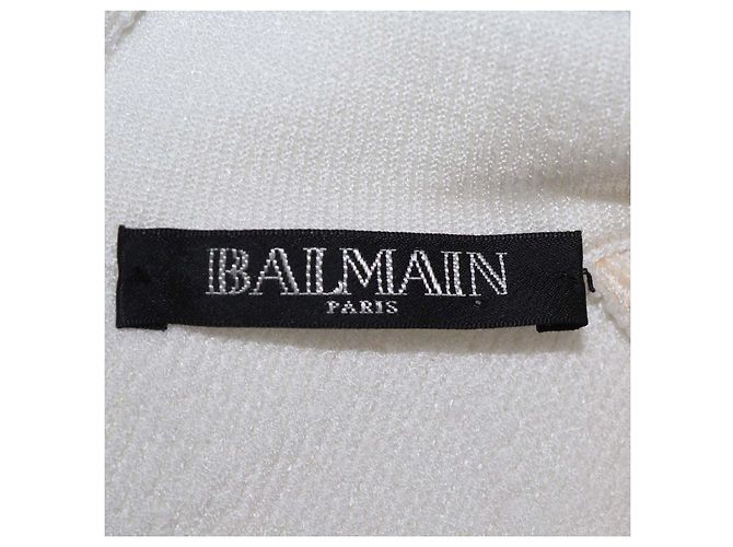 Vestido mini Balmain de punto jacquard blanco con detalles de botones - vista 5