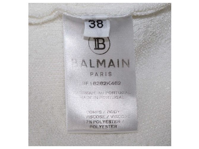 Vestido mini Balmain de punto jacquard blanco con detalles de botones - vista 6