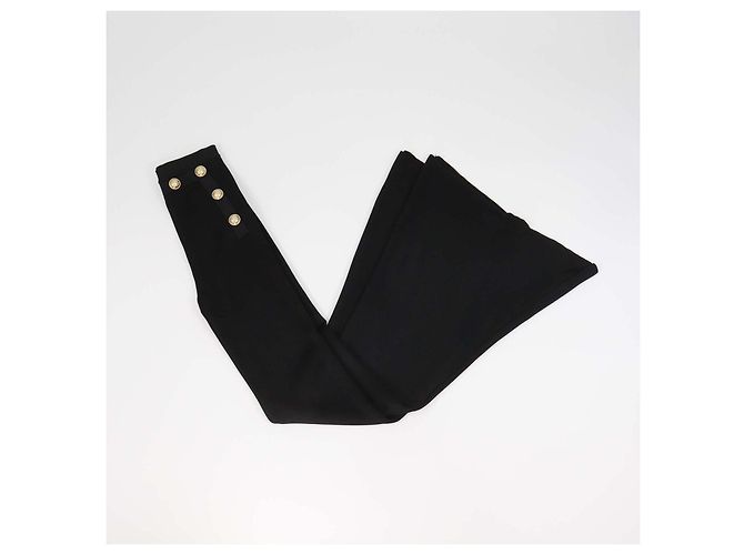 Balmain Black Viscose Button Detailed Flared Trousers - view 3