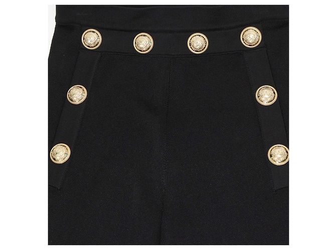 Balmain Black Viscose Button Detailed Flared Trousers - view 4