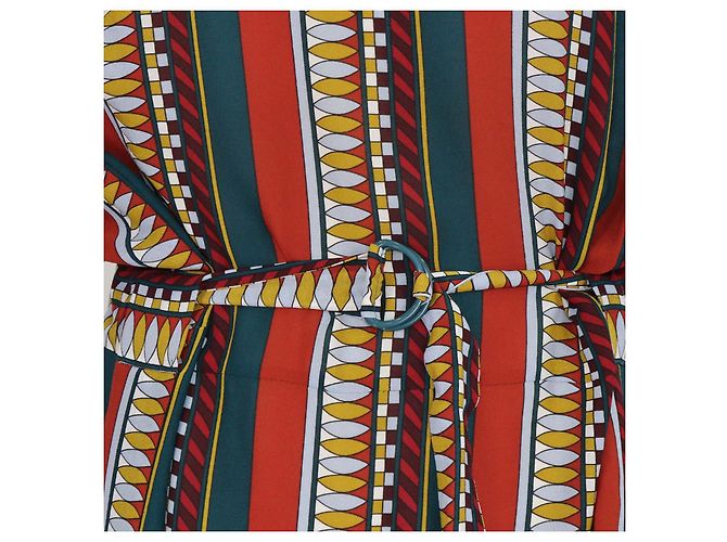 Tory Burch Ärmelloses tailliertes Midikleid aus mehrfarbiger Seide mit Print Mehrfarben - Ansicht 4