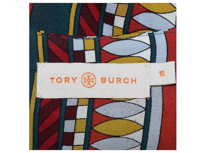 Tory Burch Ärmelloses tailliertes Midikleid aus mehrfarbiger Seide mit Print Mehrfarben - Ansicht 5