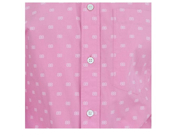 Camisa Balenciaga Swing Twisted Poplin BB Allover de algodón rosa - vista 4