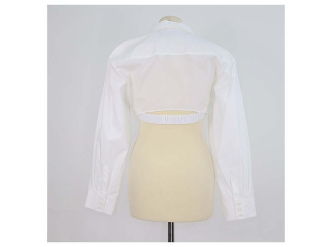 Top corto La Chemise Bahia en mezcla de algodón blanco Jacquemus - vista 3
