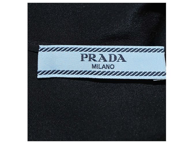 Abito midi Prada a maniche lunghe in seta nera Nero - vista 6