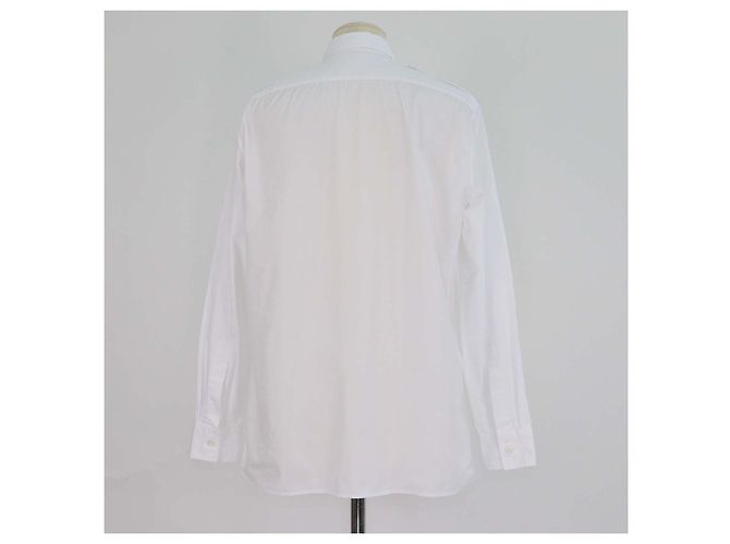 Camisa Prada de algodón blanco con botones frontales y cuello puntiagudo - vista 3