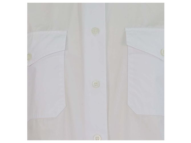 Camisa Prada de algodón blanco con botones frontales y cuello puntiagudo - vista 4