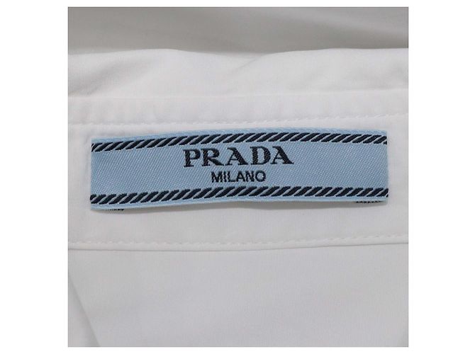 Camisa Prada de algodón blanco con botones frontales y cuello puntiagudo - vista 5