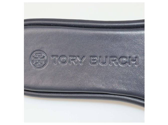 Tory Burch Ciabatte basse in pelle nera Double T Nero - vista 7