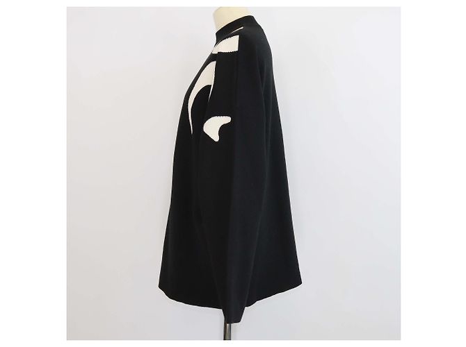 Chloé Chloe Black/White Strickpullover mit Logo-Print und Rundhalsausschnitt Schwarz Weiß - Ansicht 2