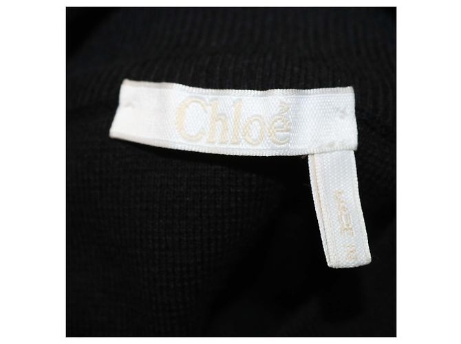 Chloé Chloe Black/White Strickpullover mit Logo-Print und Rundhalsausschnitt Schwarz Weiß - Ansicht 4