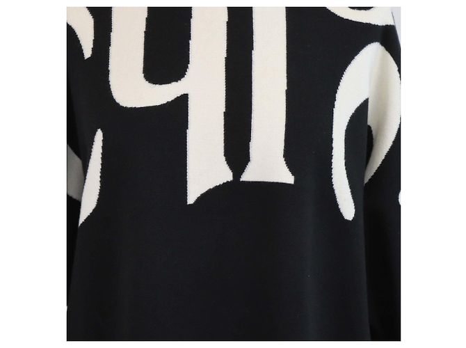 Chloé Chloe Black/White Strickpullover mit Logo-Print und Rundhalsausschnitt Schwarz Weiß - Ansicht 6