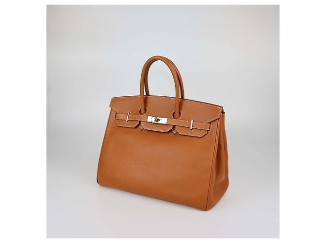 Hermès Borsa Birkin 35 Hermes in pelle Epsom Gold con hardware Palladium D'oro - vista 2