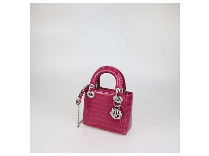 Mini borsa Lady Dior in alligator fucsia Christian Dior Fuschia - vista 2
