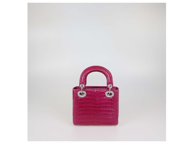 Mini borsa Lady Dior in alligator fucsia Christian Dior Fuschia - vista 3
