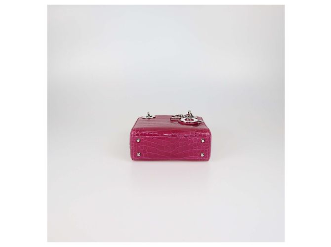 Mini borsa Lady Dior in alligator fucsia Christian Dior Fuschia - vista 4