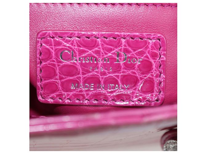 Mini borsa Lady Dior in alligator fucsia Christian Dior Fuschia - vista 5
