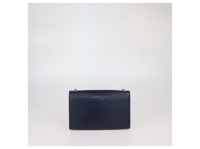 Borsa a tracolla Medium Kate con nappe in pelle embossed coccodrillo blu navy Saint Laurent - vista 3