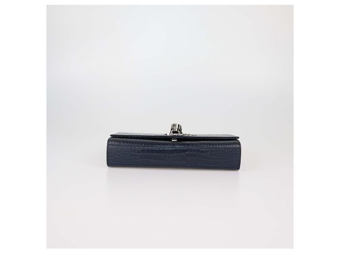 Borsa a tracolla Medium Kate con nappe in pelle embossed coccodrillo blu navy Saint Laurent - vista 4