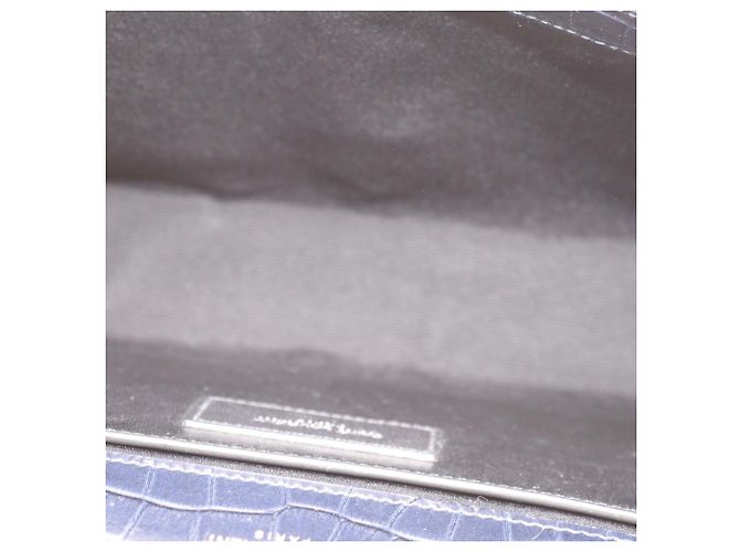 Borsa a tracolla Medium Kate con nappe in pelle embossed coccodrillo blu navy Saint Laurent - vista 6
