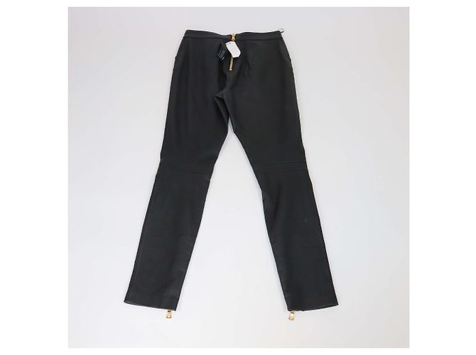 Balmain Black Leather Button Embellished Leggings - view 2