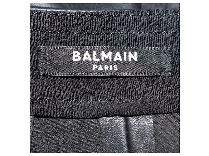 Balmain Black Leather Button Embellished Leggings - view 5