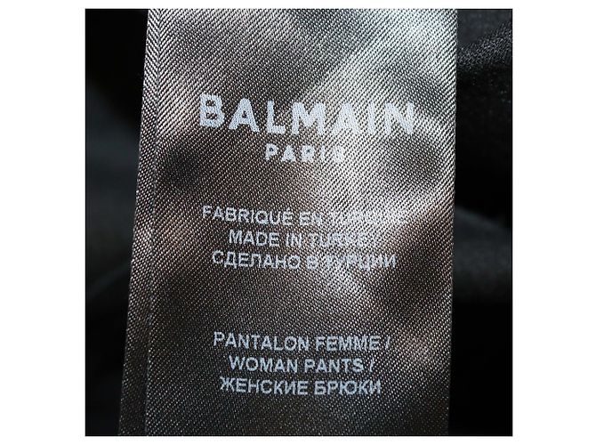 Balmain Black Leather Button Embellished Leggings - view 6