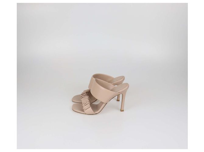 Sandali Drapy in pelle beige Louis Vuitton - vista 4