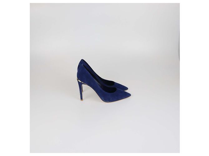 Décolleté a punta in camoscio blu navy Louis Vuitton - vista 3