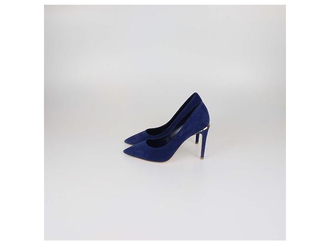 Décolleté a punta in camoscio blu navy Louis Vuitton - vista 4