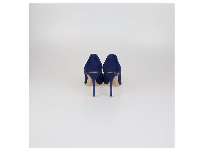 Décolleté a punta in camoscio blu navy Louis Vuitton - vista 5
