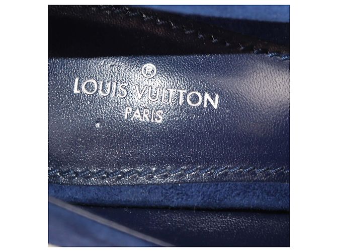 Décolleté a punta in camoscio blu navy Louis Vuitton - vista 6