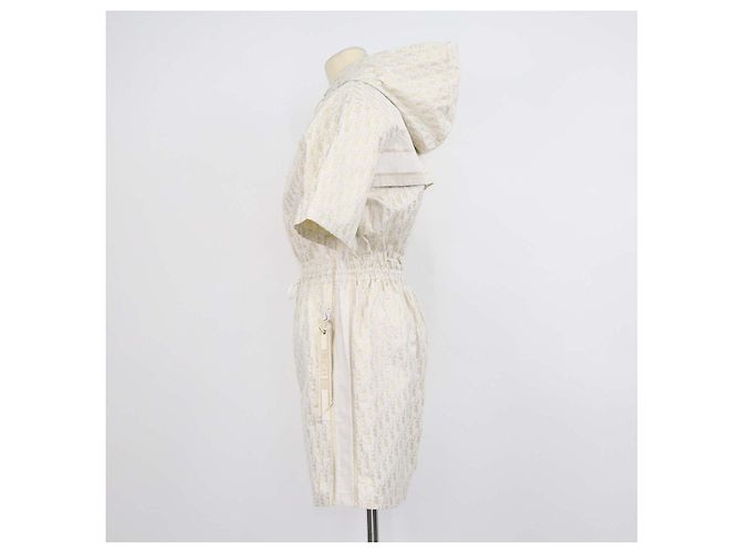 Mono con capucha Christian Dior Gold/Ivory Oblique Blend Polyester Blanco Dorado - vista 2