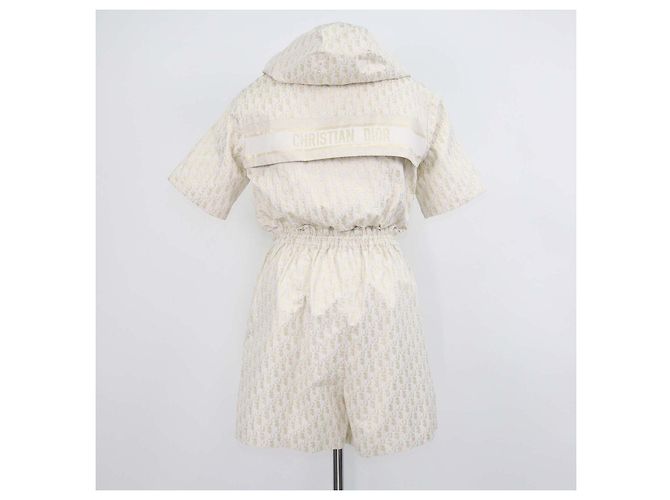 Mono con capucha Christian Dior Gold/Ivory Oblique Blend Polyester Blanco Dorado - vista 3