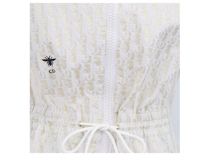 Mono con capucha Christian Dior Gold/Ivory Oblique Blend Polyester Blanco Dorado - vista 4