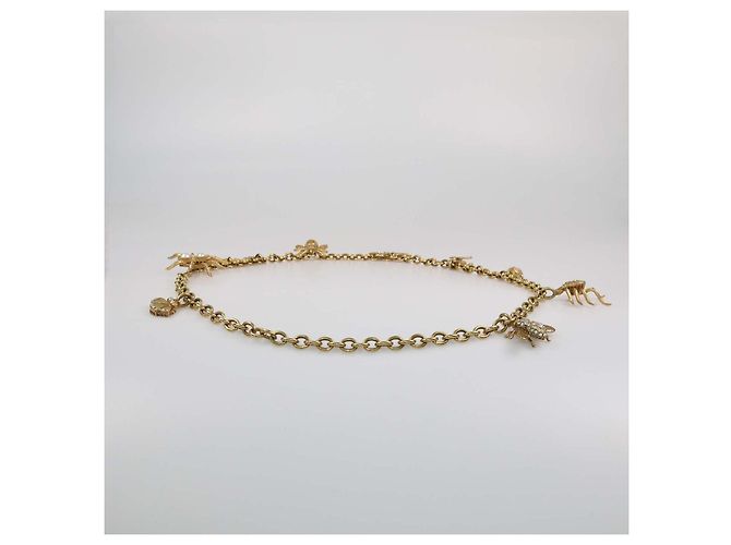 Cinto de corrente Valentino com pingente Bug em cristal e metal dourado - vista 2
