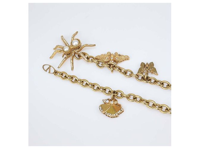 Cinto de corrente Valentino com pingente Bug em cristal e metal dourado - vista 5