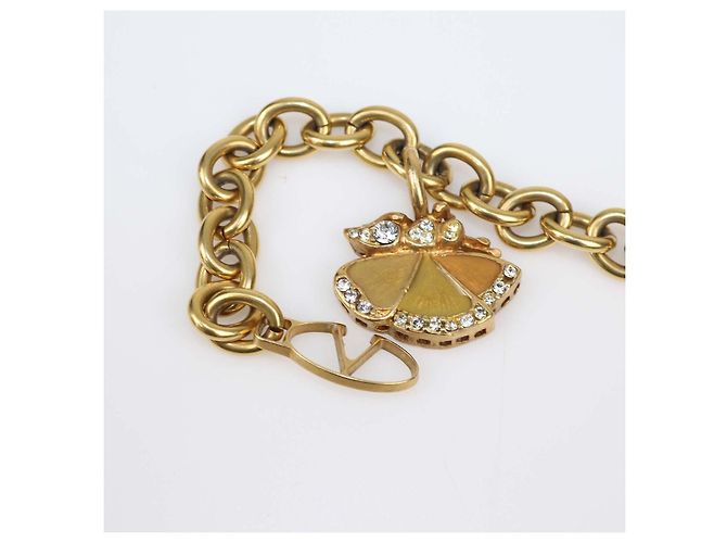 Cinto de corrente Valentino com pingente Bug em cristal e metal dourado - vista 6