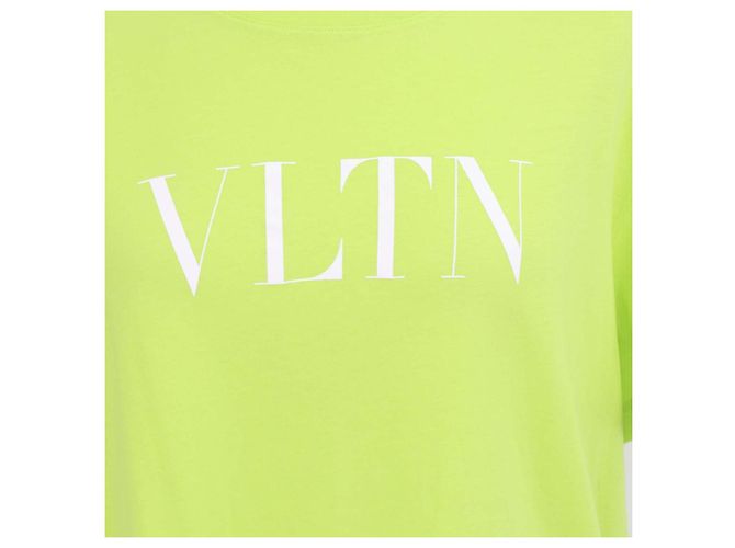 Camiseta de cuello redondo de algodón Valentino amarillo verde con estampado VLTN - vista 4