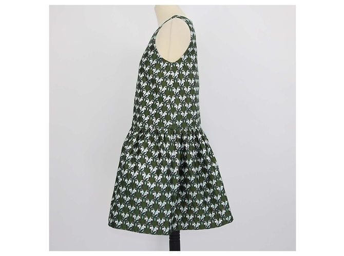 Maje Mini-Kleid aus Polyester-Jacquard-Mischung in Metallic-Grün mit Papageien-Print - Ansicht 2