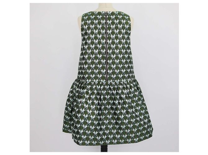 Maje Mini-Kleid aus Polyester-Jacquard-Mischung in Metallic-Grün mit Papageien-Print - Ansicht 3
