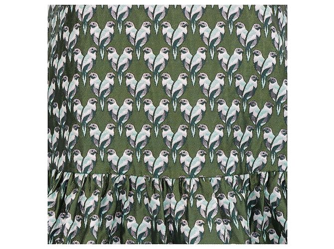 Maje Mini-Kleid aus Polyester-Jacquard-Mischung in Metallic-Grün mit Papageien-Print - Ansicht 4
