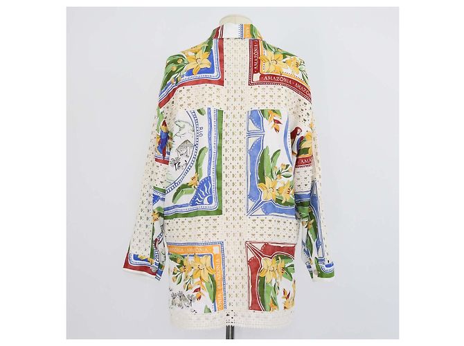 Camicia a maniche lunghe Farm Rio Multicolor Blend Linen Tropical Destination Print Multicolore - vista 3