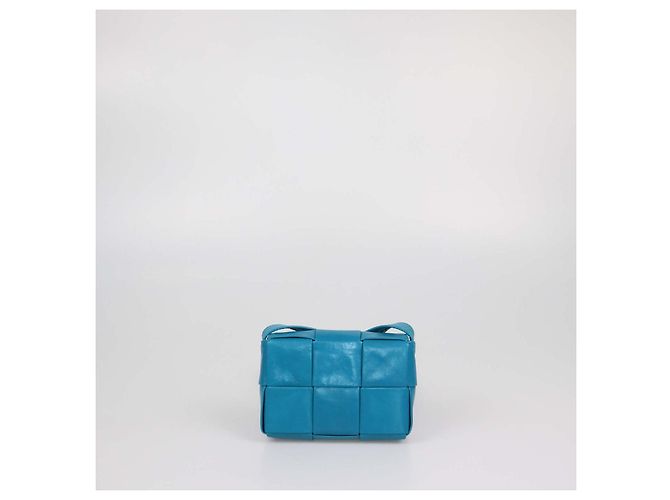 Borsa a tracolla Mini Cassette in pelle Intreccio blu teal Bottega Veneta - vista 3