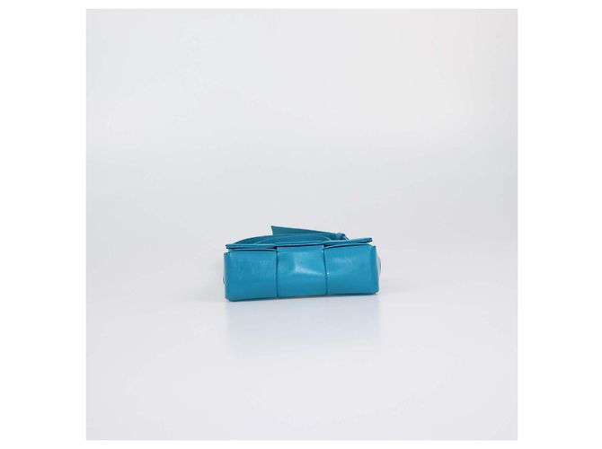 Borsa a tracolla Mini Cassette in pelle Intreccio blu teal Bottega Veneta - vista 4