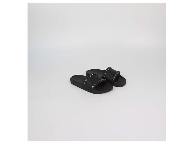 Valentino Ciabatte basse Rockstud in gomma nera Nero - vista 2